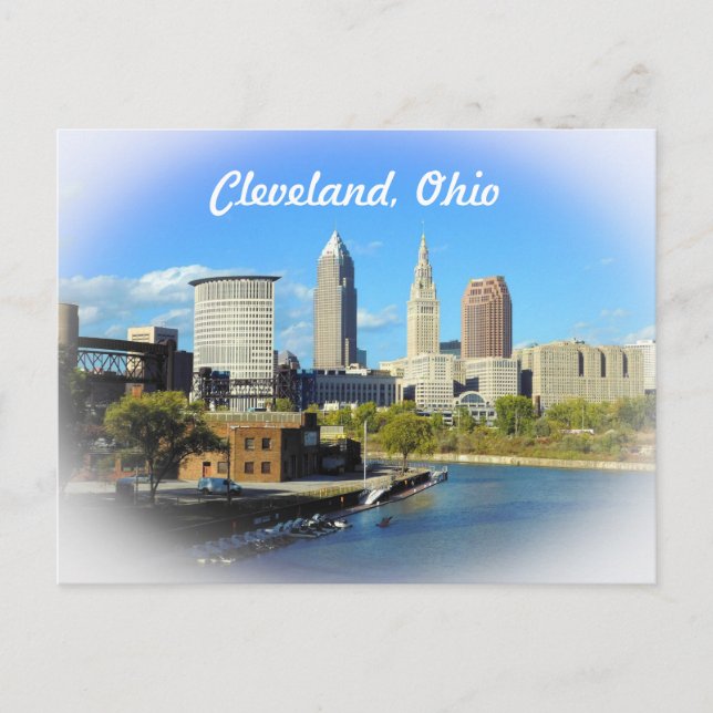 Postal Sunny Cleveland River Skyline (Anverso)