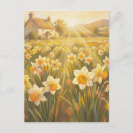 Postal Sunny Daffodils - Pastel Painting Style Art