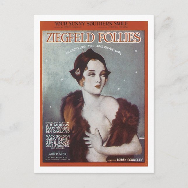 Postal Sunny Southern Smile Ziegfeld Follies Songbook (Anverso)