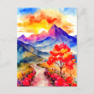 Postal Sunrise Colorous Mountain Wall Art