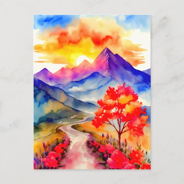Postal Sunrise Colorous Mountain Wall Art (Anverso)