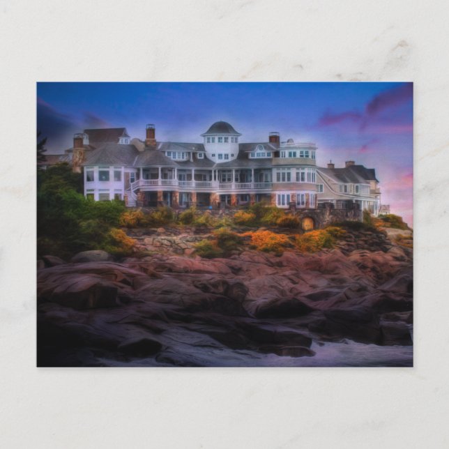 Postal Sunrise de la costa panorámica Cape Neddick Maine (Anverso)