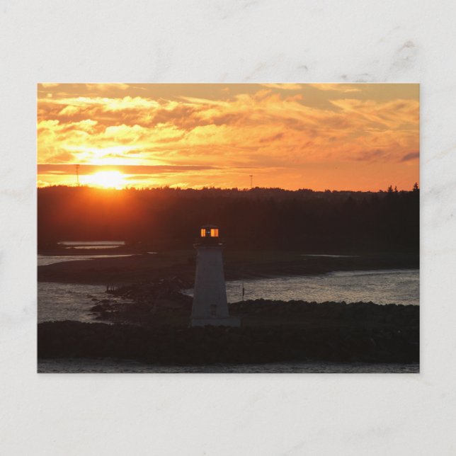 Postal Sunrise, faro en el puerto de Halifax, foto (Anverso)