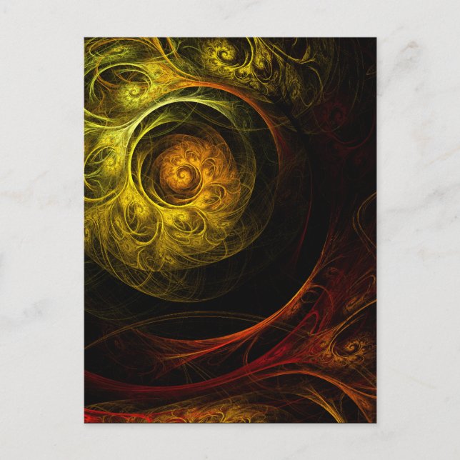Postal Sunrise Floral Red Abstract Art Postcard (Anverso)