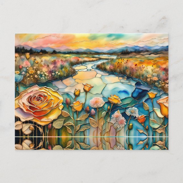 Postal Sunrise Golden Rosa River Valley (Anverso)
