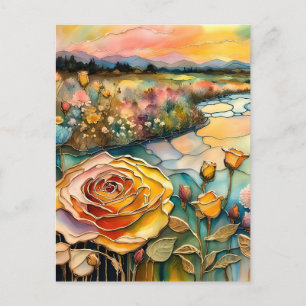 Postal Sunrise Golden Rosa River Valley