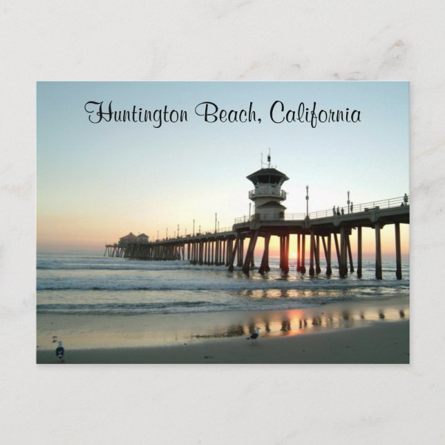 Postal Sunrise Huntington Beach Pier California Post Card (Anverso)