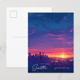 Postal Sunrise in Seattle Washington USA Vintage Travel