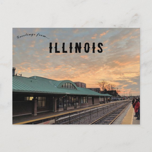 Postal Sunrise Over Des Plaines Train Station Illinois (Anverso)