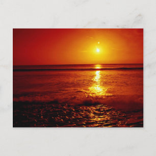 Postal Sunrise over the sea, Filey, North Yorkshire, Engl