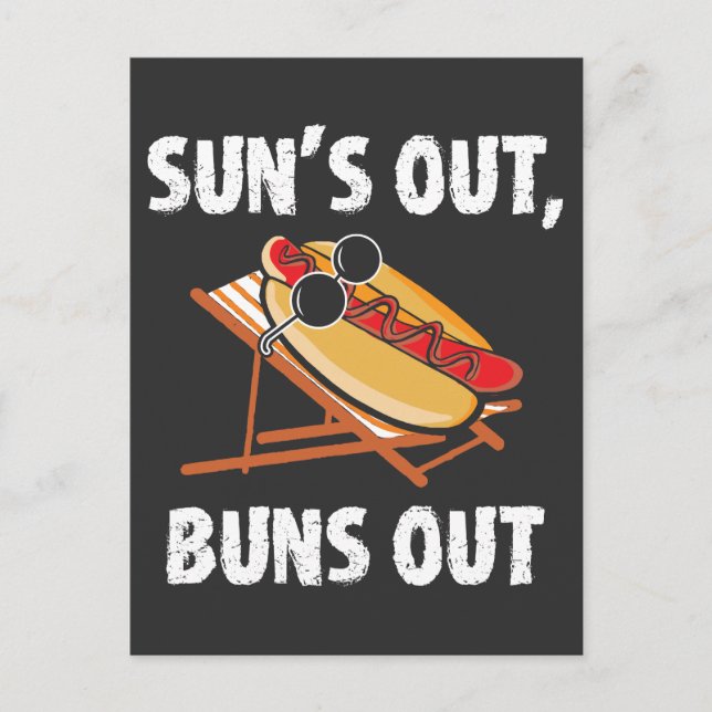 Postal Suns Out Buns Out Funny Hot Dog Food Lover Gift (Anverso)