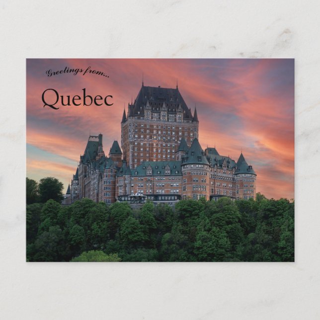 Postal Sunset at Chateau Frontenac Quebec Canada (Anverso)