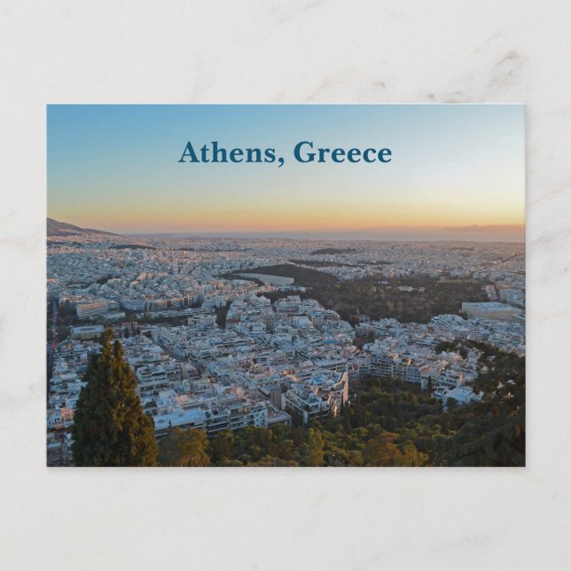 Postal Sunset Athens Grecia Cityscape Postcard (Anverso)