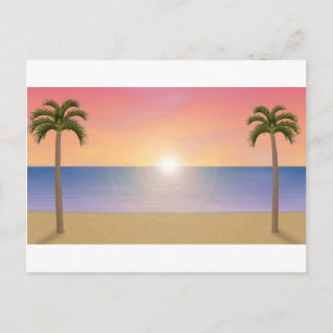 Postal Sunset Beach Scene: