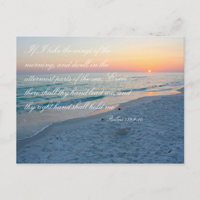 Postal Sunset Beach Scripture Salms 139:9-10 Inspiración (Anverso)
