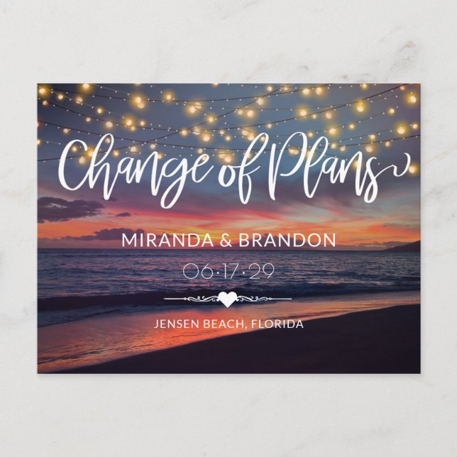 Postal Sunset Beach String ilumina el cambio de planes en (Anverso)