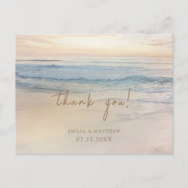 Postal Sunset Beach Wedding Thank you Postcard