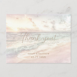 Postal Sunset Beach Wedding Thank you Postcard
