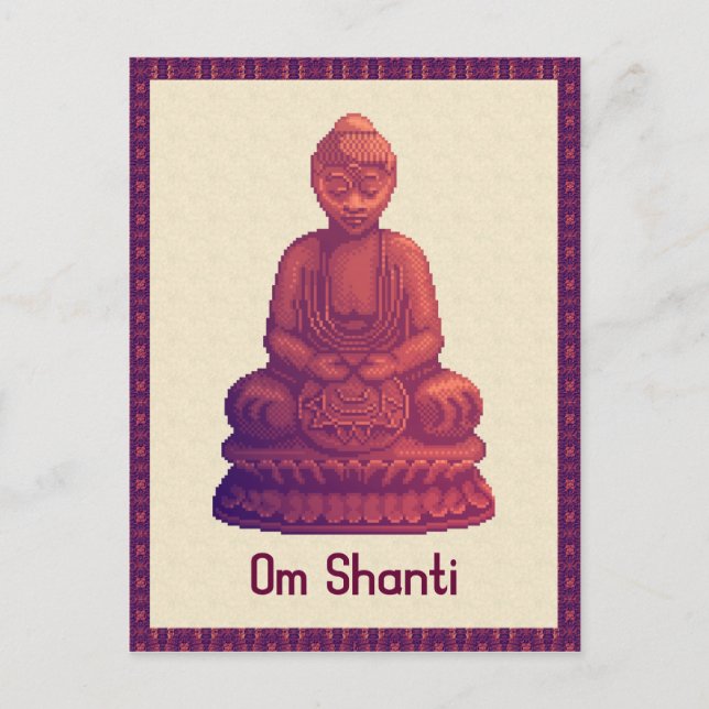Postal Sunset Buddha Pixel Art (Anverso)