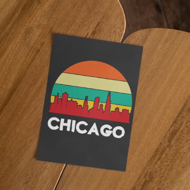Postal Sunset de Chicago Cityscape Vintage (Chicago Vintage Skyline Postcard)
