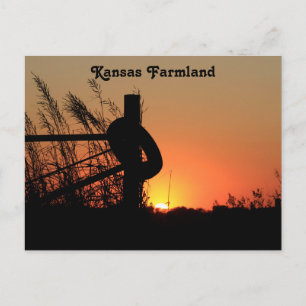 Postal Sunset de Kansas Country Farmland