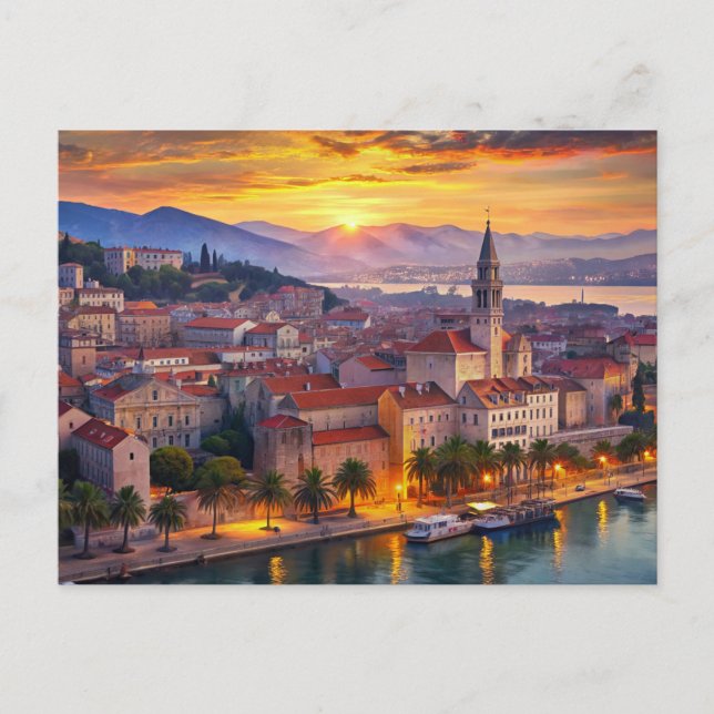 Postal Sunset de la ciudad de Split en Croacia (Anverso)