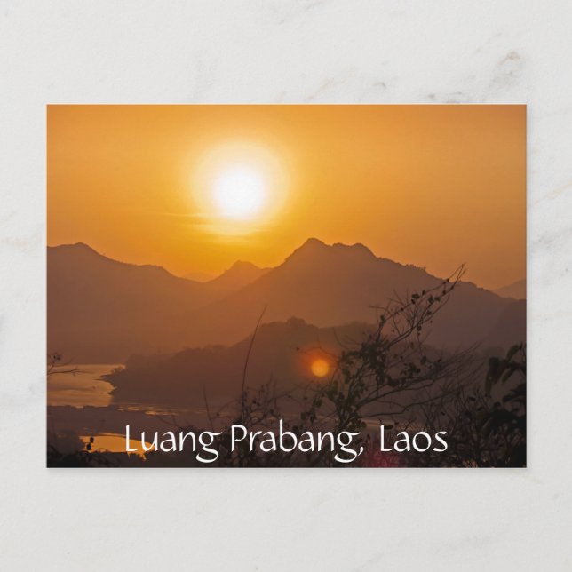 Postal Sunset de la Montaña Laos (Anverso)