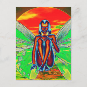 Postal Sunset de mariposa roja