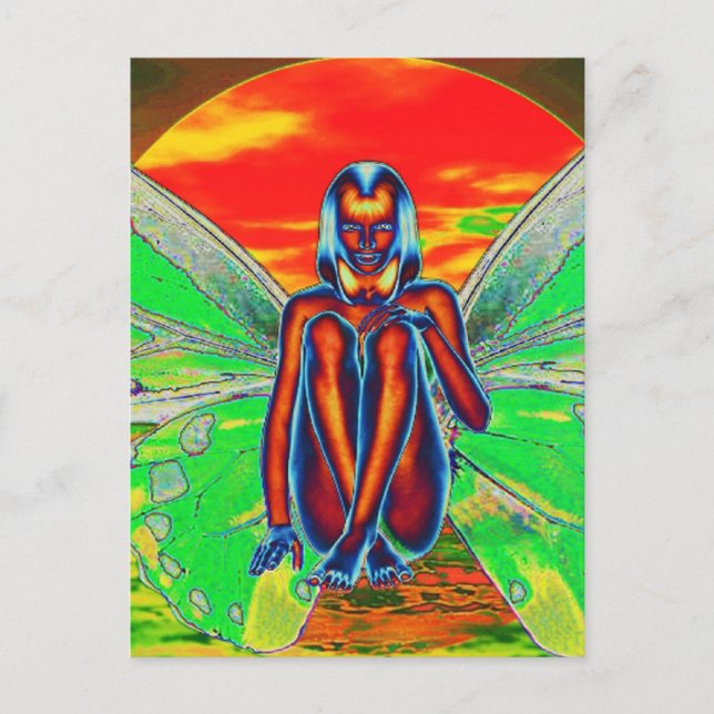 Postal Sunset de mariposa roja (Anverso)