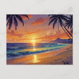 Postal Sunset de playa tropical