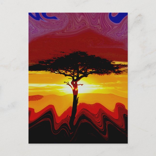 Postal Sunset de Safari Africano (Anverso)