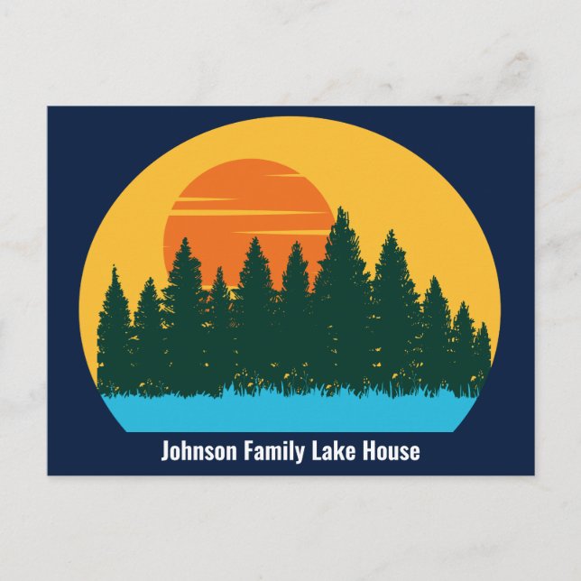 Postal Sunset de viaje familiar de personalizado Lake Hou (Anverso)