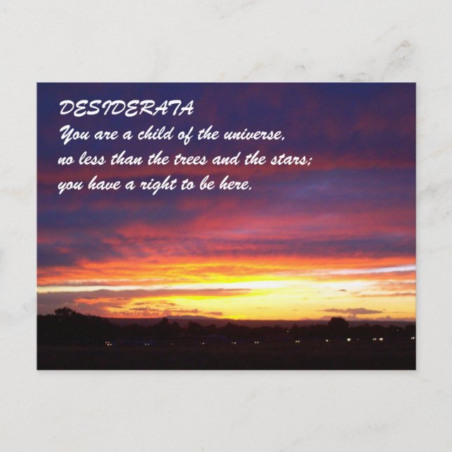 Postal Sunset DESIDERATA (Anverso)