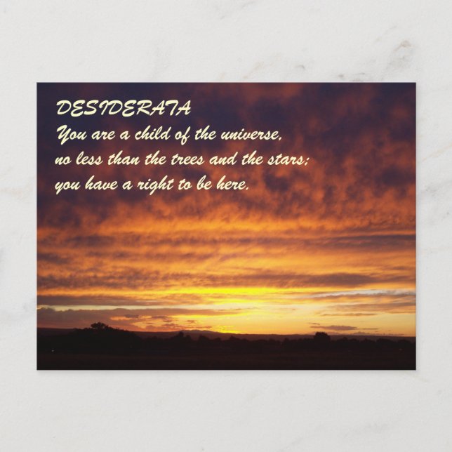 Postal Sunset DESIDERATA (Anverso)
