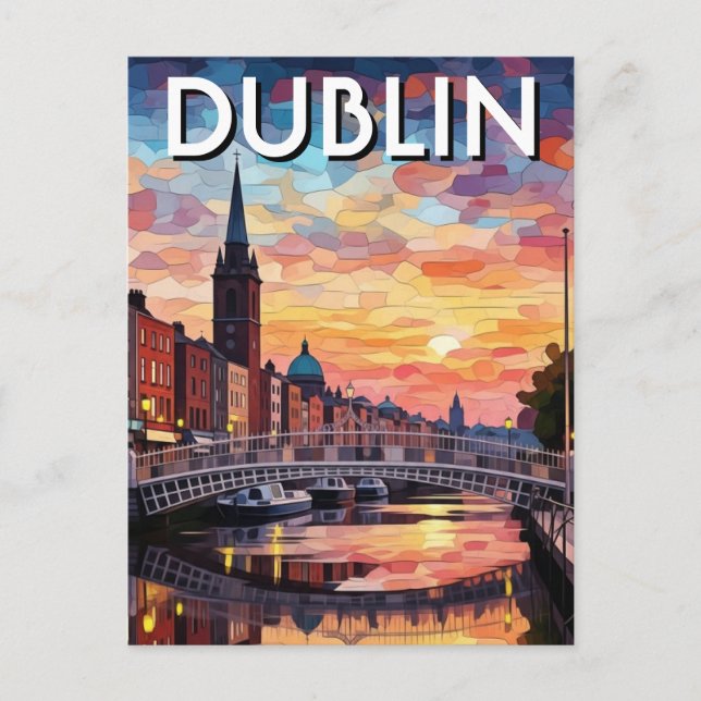 Postal Sunset Dublin Ireland Travel (Anverso)