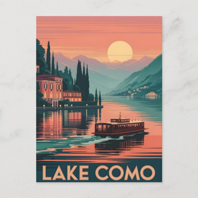 Postal Sunset en el lago Como (Anverso)