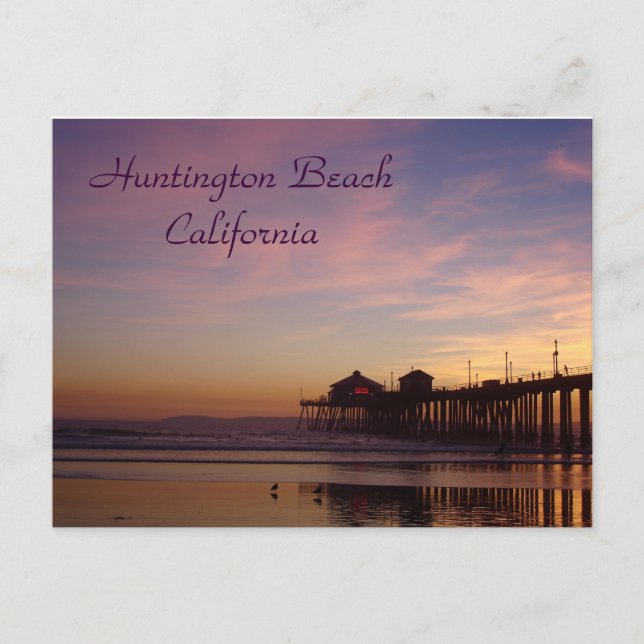 Postal Sunset en Huntington Beach Pier, California (Anverso)