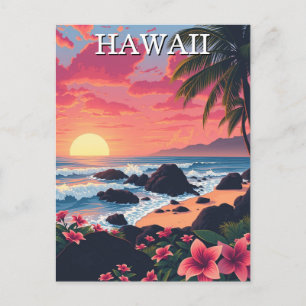 Postal Sunset Hawaii Aloha Vintage Travel