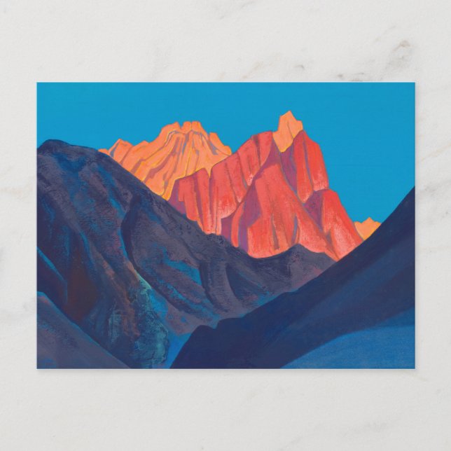Postal Sunset, Holy mountains series by Nicholas Roerich (Anverso)