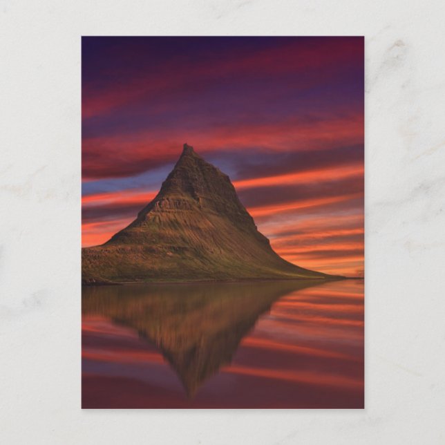 Postal Sunset Kirkjufall Mountain Islandia (Anverso)