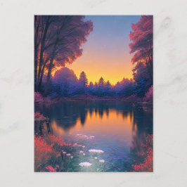 Postal Sunset Mesmerizante sobre el encantador lago