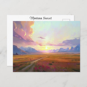 Postal Sunset Montana Big Sky Sunset Pintando Pistas