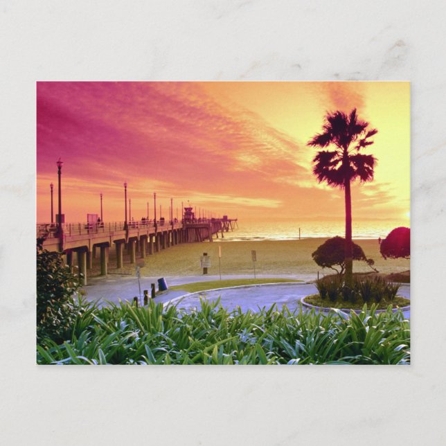 Postal Sunset, muelle Huntington Beach, California, EE.UU (Anverso)