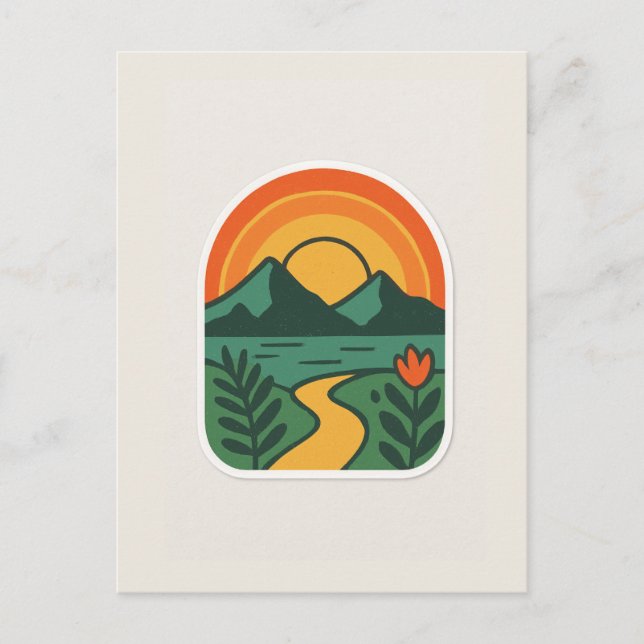 Postal Sunset natural retro - Montaña vintage (Anverso)