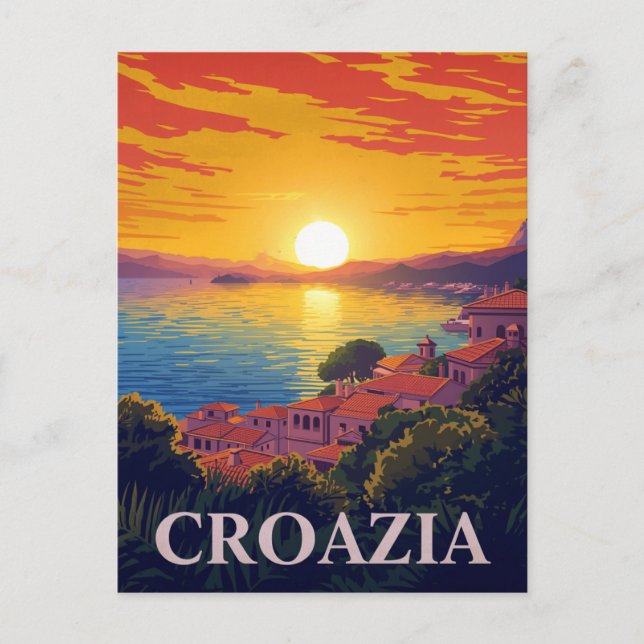 Postal Sunset Over Adriatic Coast Croatia (Anverso)
