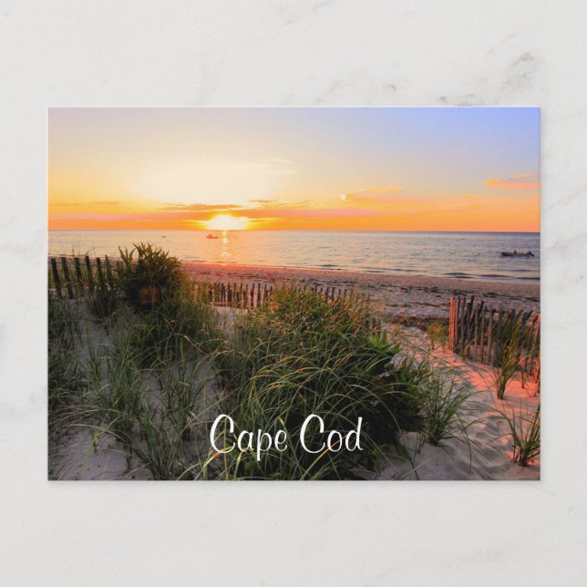 Postal Sunset Over Beach Cape Cod MAMÁES Post Card (Anverso)