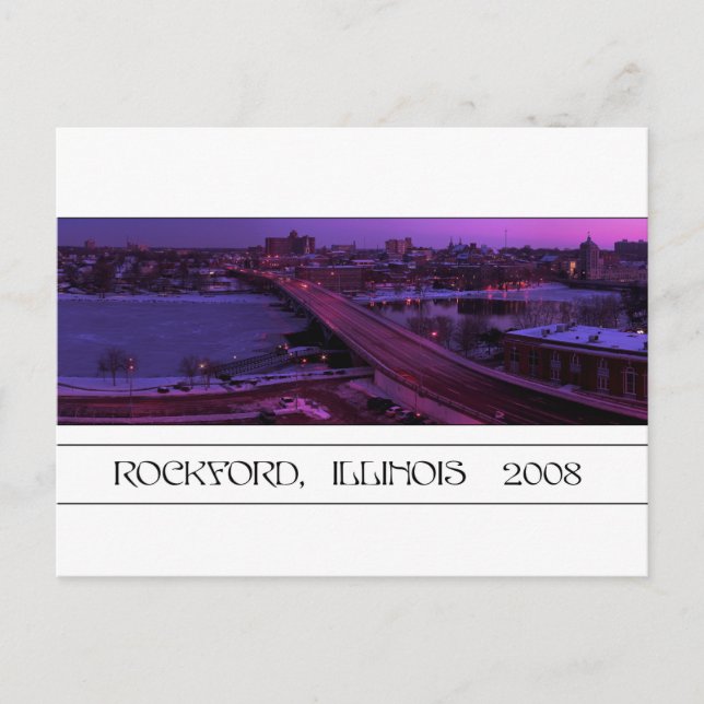 Postal Sunset Over Down Town Rockford (Anverso)