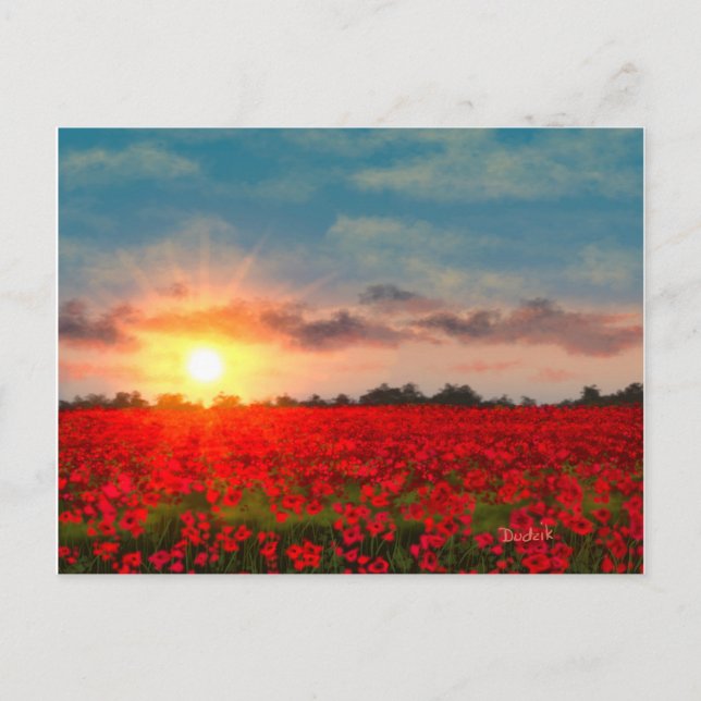 Postal Sunset Over Poppy Field JW (Anverso)