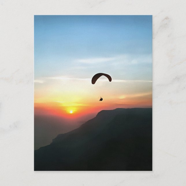 Postal Sunset Paraglide Wanderlust Extreme Sports Art (Anverso)