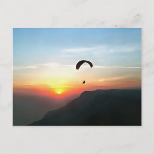 Postal Sunset Paraglide Wanderlust Extreme Sports Art